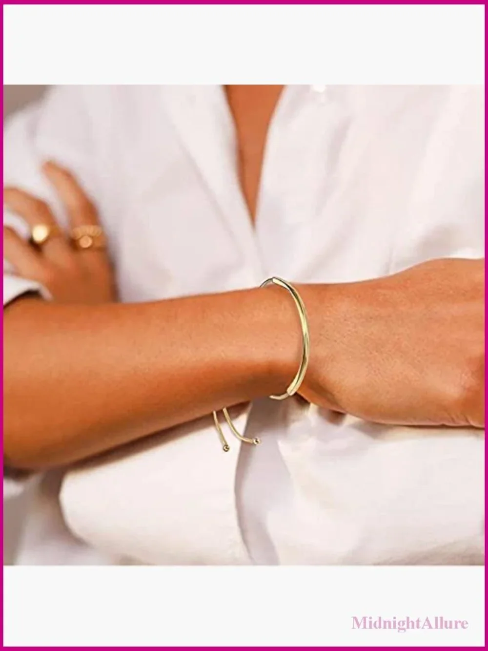 Adjustable Slider Bangle Bracelet for Women Gold Bolo Bracelet